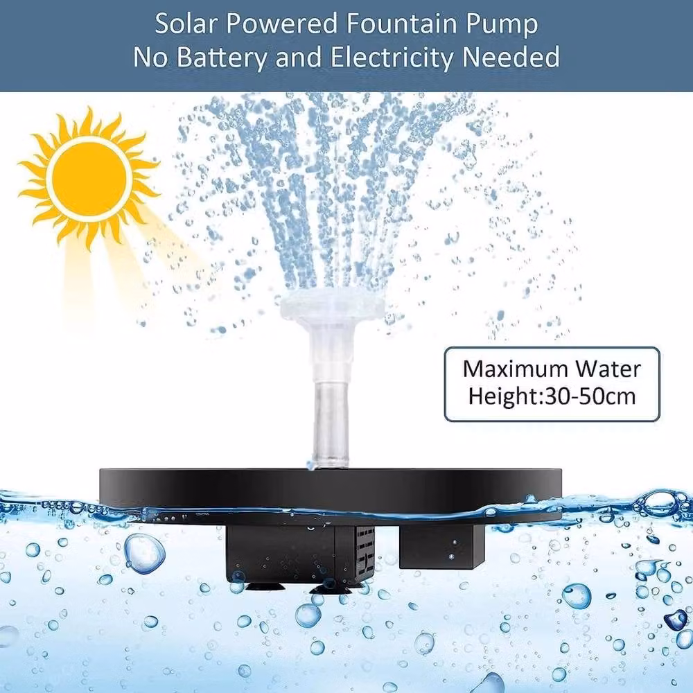 FLAVORA Solar Powered Floating Water Fountain Pump for Birdbaths, Black, W/D/H: 100 x 15 x 15 cm – 4