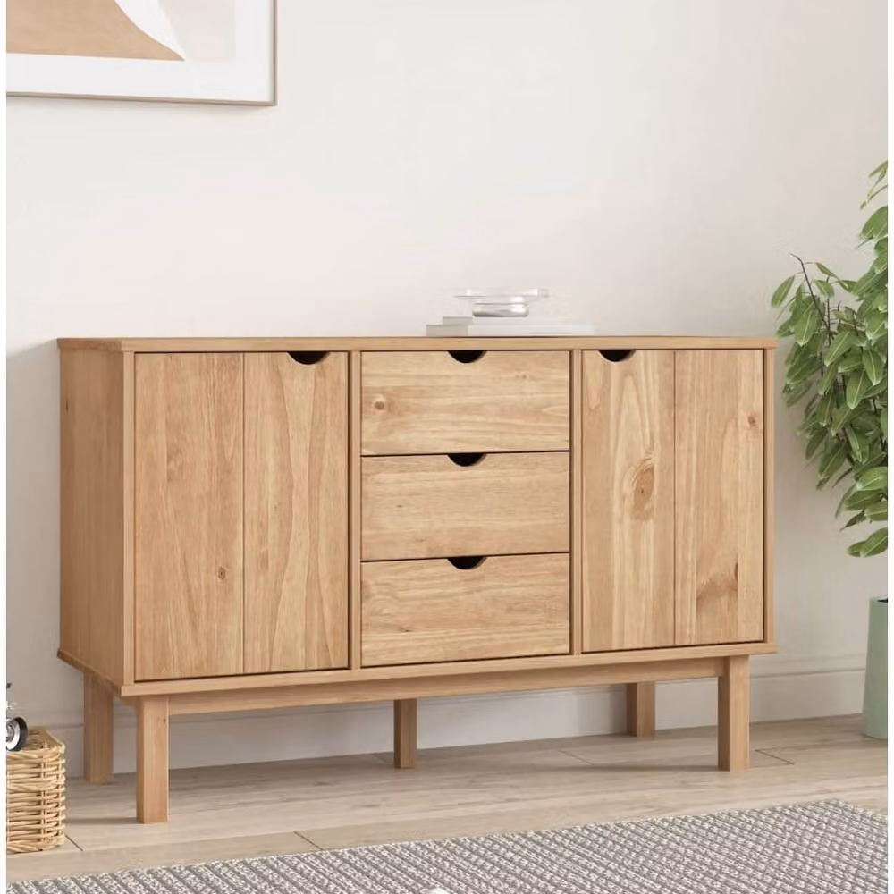 Berkfield Home OTTA Sideboard in Brown Solid Pine Wood, W/D/H: 113.5 x 43 x 73 cm – 2
