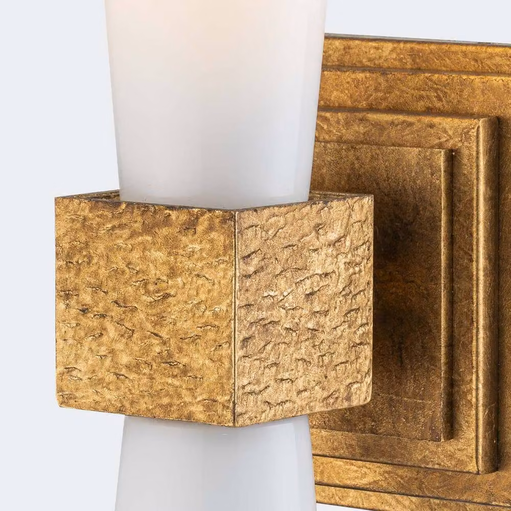 Netlighting Kristy Contemporary Candle Wall Lamp in Distressed Gold with Glass and Metal Details, E27 – 2
