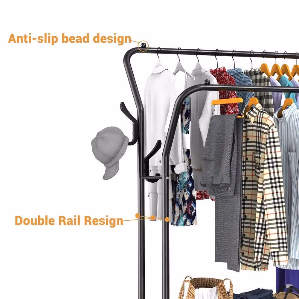 SPETLEK Matt Black Metal Clothes Rail and Garment Hanging Rack Display Stand – 4