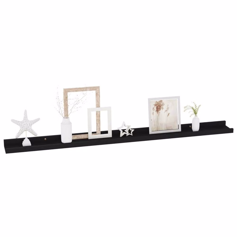 Berkfield Home Wall Mounted Shelves, 2 Pack, Black, W: 100 cm, D: 9 cm, H: 3 cm – 3