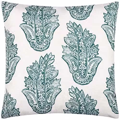 Paoletti Kalindi Paisley Floral Outdoor Cushion in Petrol Blue, W/D/H: 43 x 43 x 43 cm