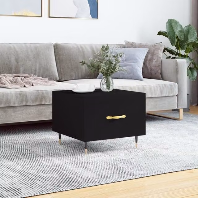 Berkfield Home Modern Square Coffee Table in Black, W/D/H: 50 x 50 x 40 cm – 1