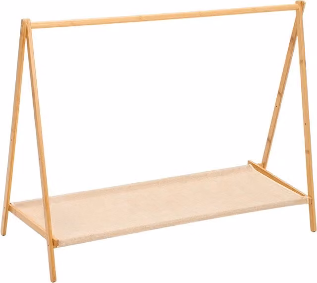 Livingandhome Foldable Bamboo Clothes Rail in Natural Wood, Width: 76 cm