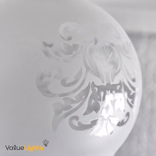 MiniSun Pack of 3 Etched Pattern Frosted White Glass Replacement Lamp Shades, Shade Width: 13 cm – 2