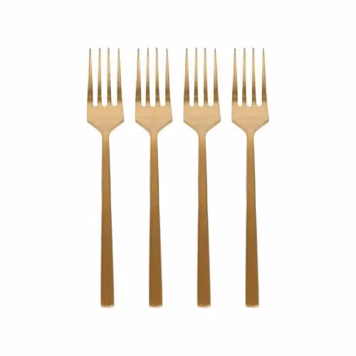 Argon Tableware Gold Stainless Steel Cake Forks, Set of 4, 15cm – 1