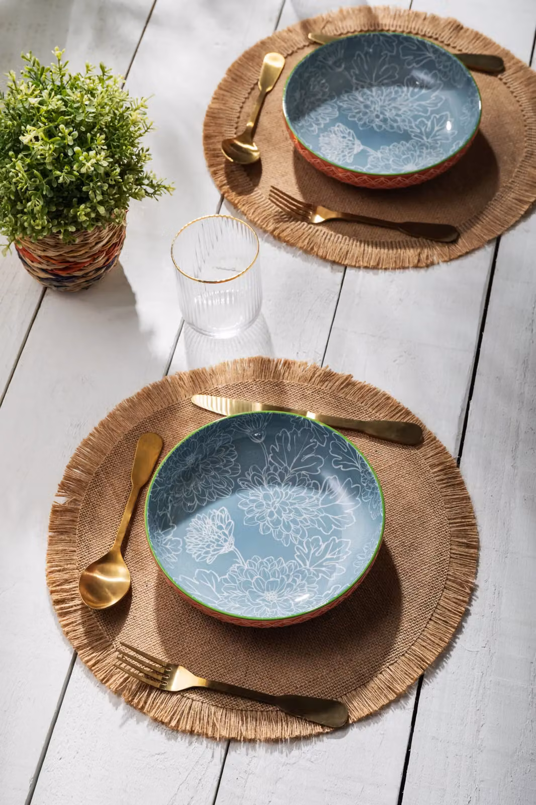 Mikasa Geometric Leaf Glazed Stoneware Pasta Bowl, Green and Multicolour, 21 cm – 4