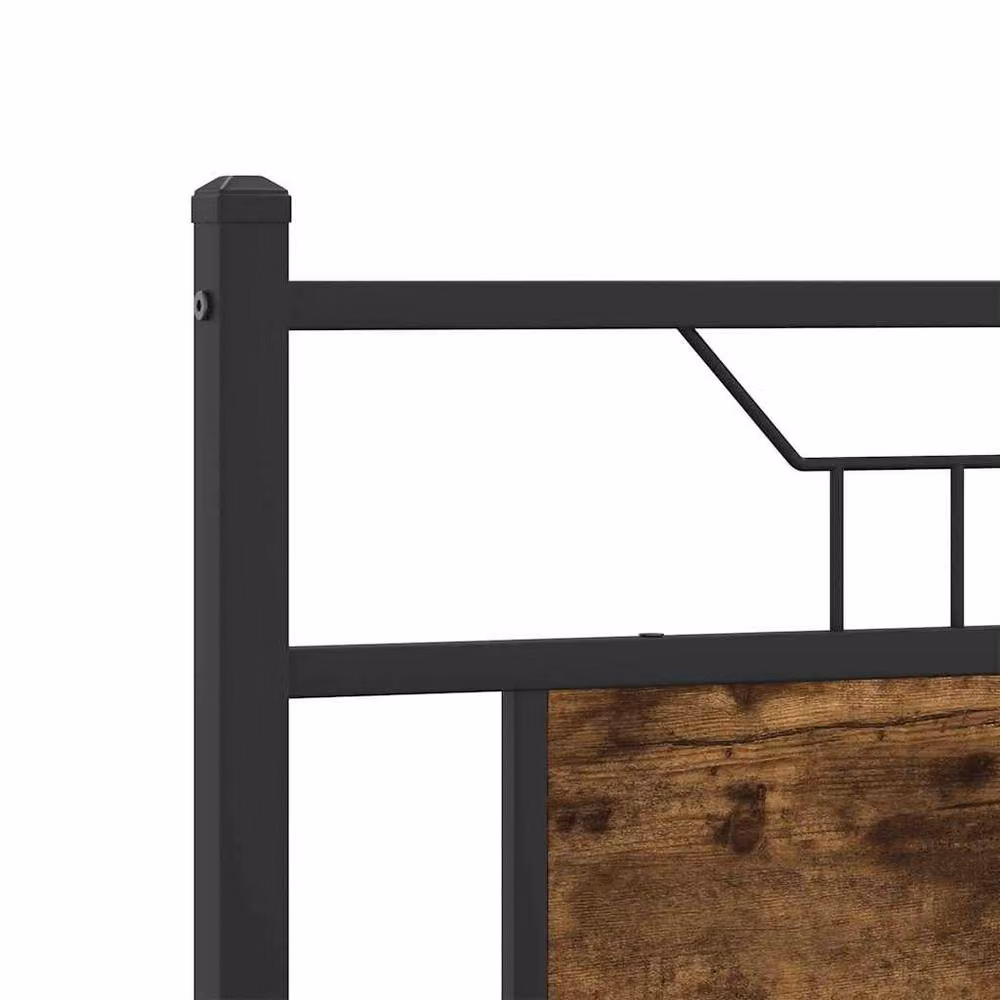 Berkfield Home Smoked Oak Bed Frame in Brown, Engineered Wood, W/D/H: 140 x 190 cm – 4