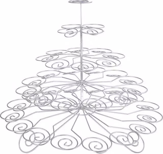 Neel Blue 5 Tier Silver Cupcake Stand with 41 Mini Cake Food Display Set