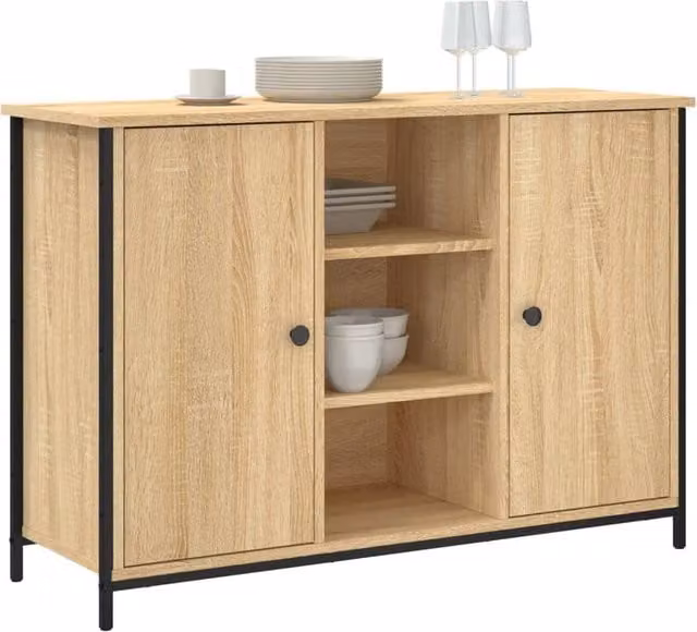 Berkfield Home Sonoma Oak Sideboard in Light Brown, W/D/H: 100 x 35 x 70 cm
