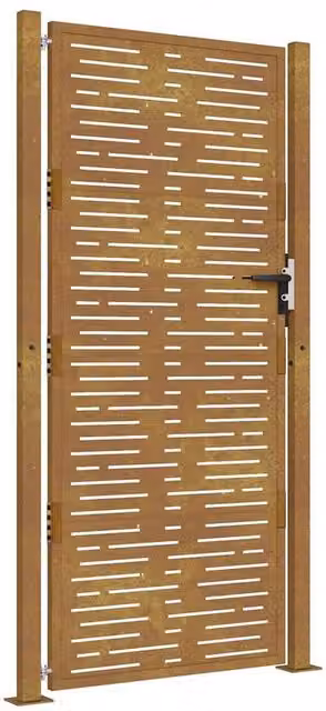 Berkfield Home Brown Corten Steel Garden Gate with Square Design, W: 105 cm, H: 180 cm – 1