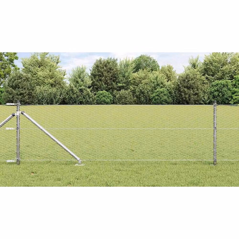 Berkfield Home Hexagon Fence in Silver Galvanised Steel, W: 0.6 m, L: 10 m – 2