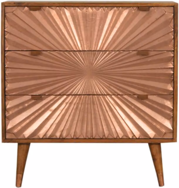 KDMK Manila Copper Mango Wood 3 Drawer Chest in Brown