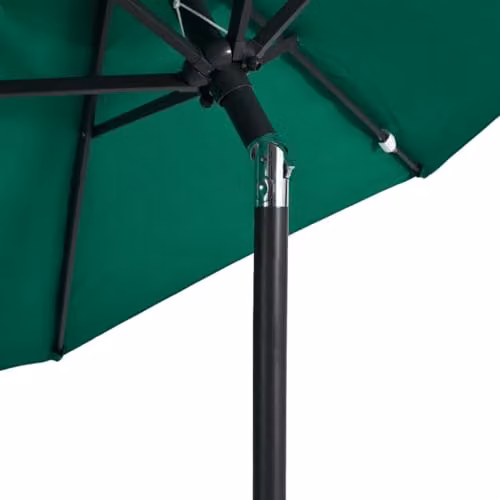vidaXL Garden Parasol with Steel Pole and Polyester Canopy, Green, W: 225 cm, D: 225 cm, H: 212 cm – 3