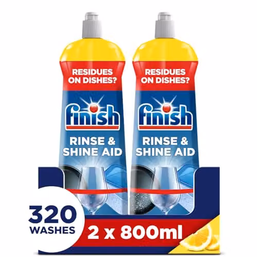 Finish Lemon Sparkle Rinse Aid, 800 ml, Pack of 2