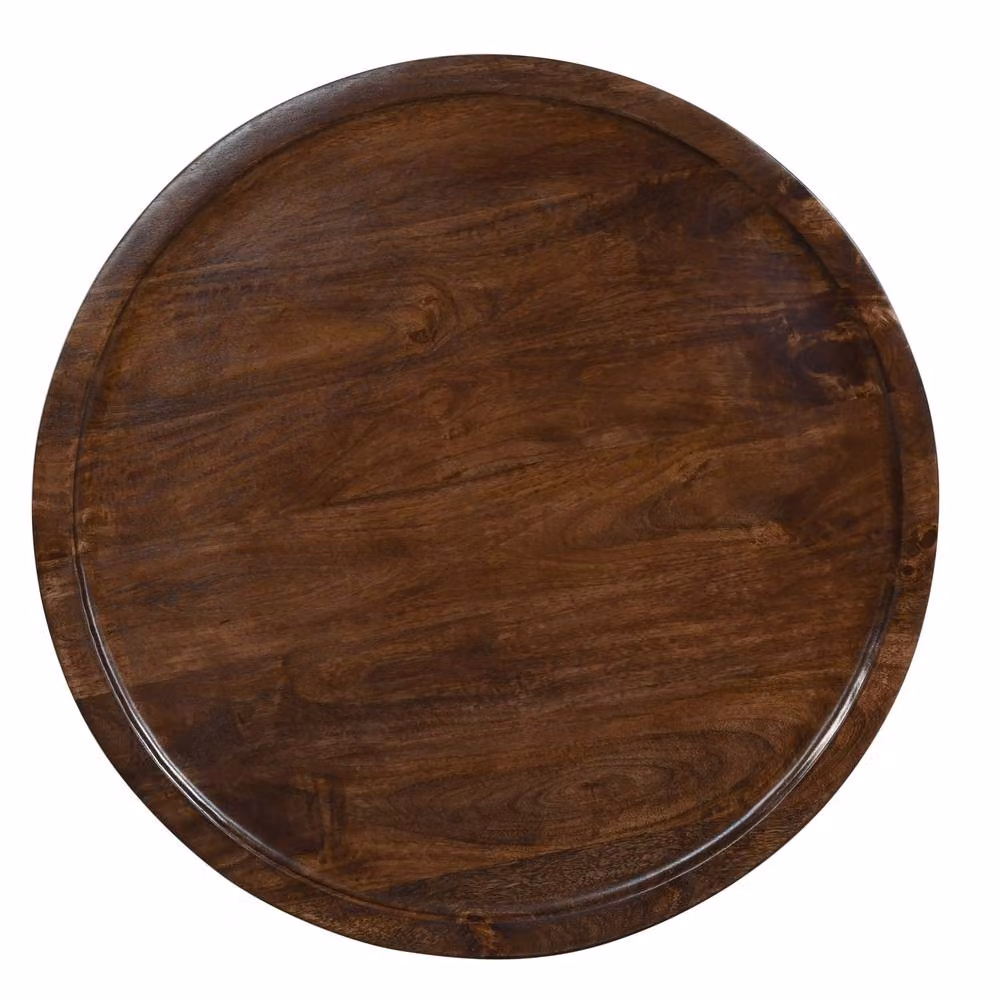 IH Design Round Solid Mango Wood Coffee Table in Brown, W/D/H: 70 x 70 x 30 cm – 3
