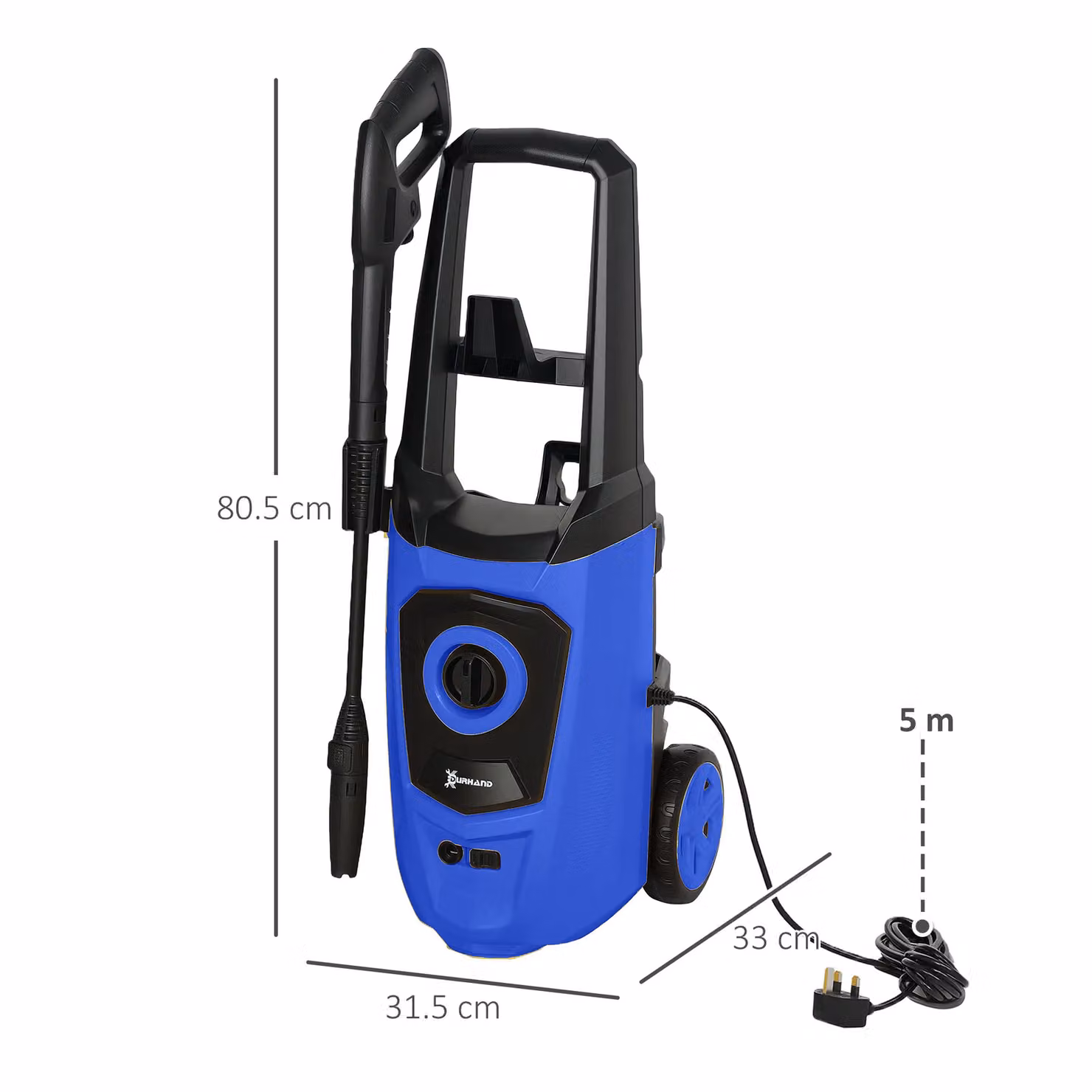 DURHAND High-Performance Power Washer, 1800W, 150 Bar, 510 L/h, Blue – 3