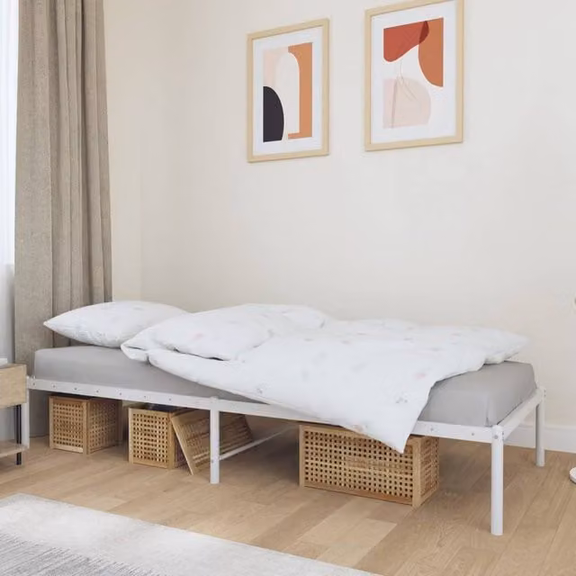 Berkfield Home Metal Bed Frame, White, W: 80 cm, L: 200 cm