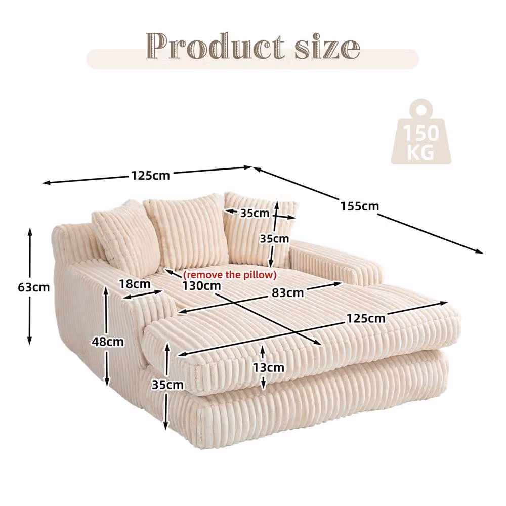 Direct Wicker Modern L-Shape Oversized Upholstered Chaise Lounge Sofa in Beige with Scatter Cushions – 2