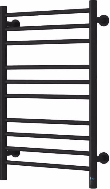 Bathroom Kingdom Arnage Matt Black Straight Heated Towel Rail, W: 50 cm, H: 80 cm
