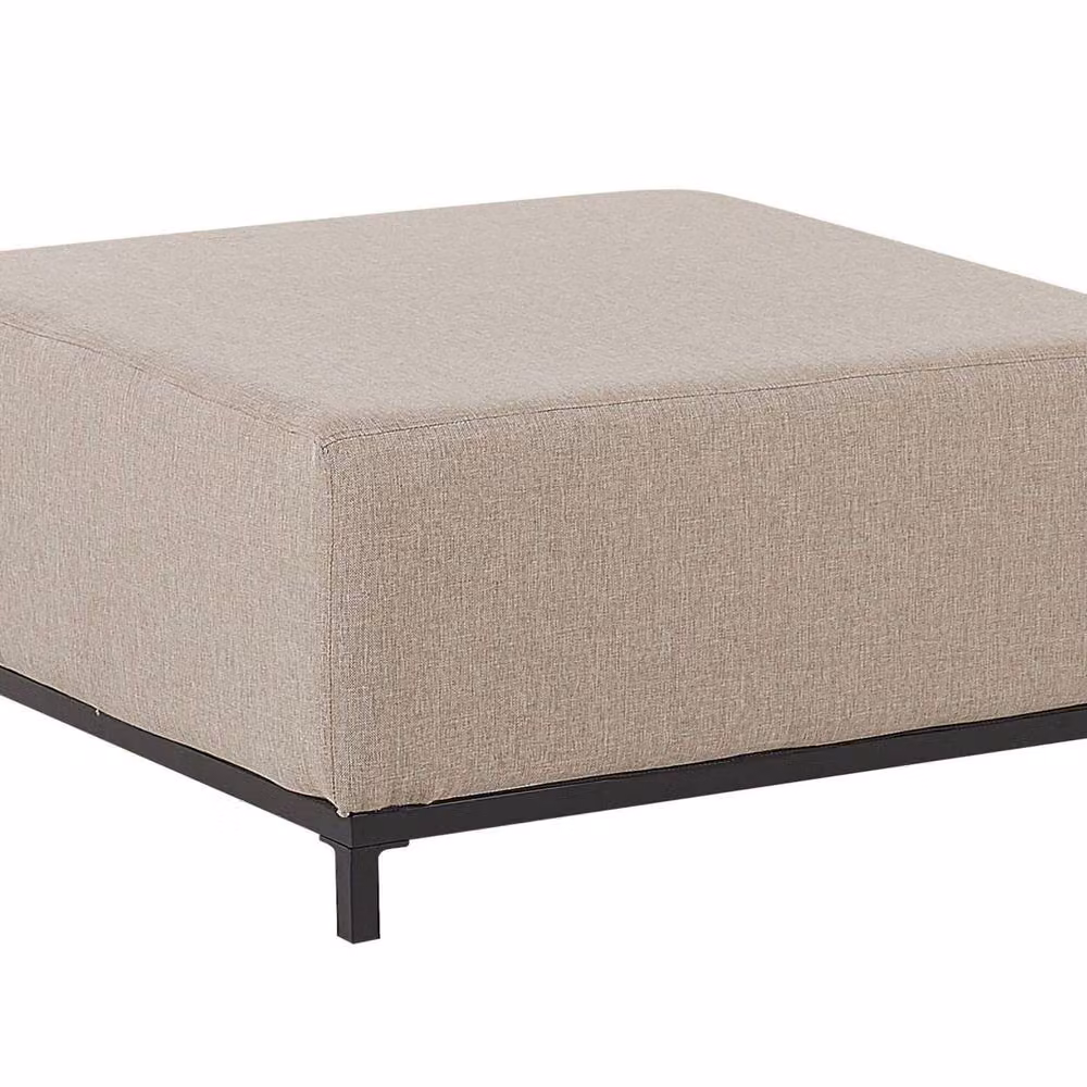 Wyld Haus Beige Fabric Ottoman with Black Powder Coated Aluminium Legs, W/D/H: 83 x 38 x 38 cm – 2