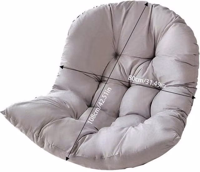 SPETLEK Grey Oval Egg Chair Cushion Swing Seat for Outdoor Garden, W: 100 cm, H: 190 cm – 1