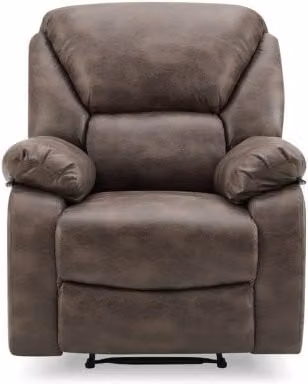 TGC George Brown Faux Leather Manual Recliner Chair in Brown with Metal Frame and Armrests