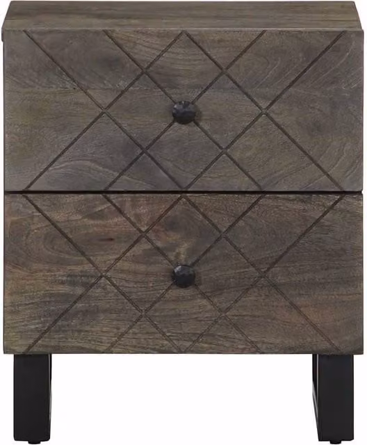 Berkfield Home Beautiful Bedside Cabinet in Black Solid Mango Wood, W/D/H: 40 x 33 x 46 cm