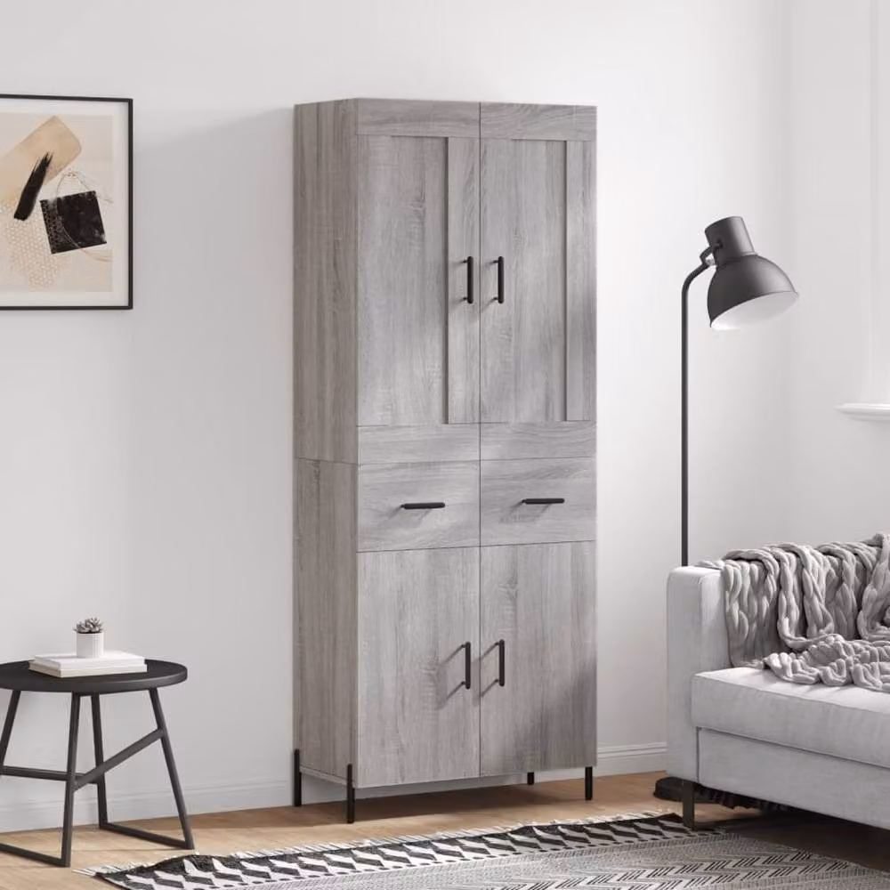 Berkfield Home Grey Sonoma Modern Highboard with Hinged Doors and Internal Shelves, W/D/H: 69.5 x 34 x 180 cm – 2