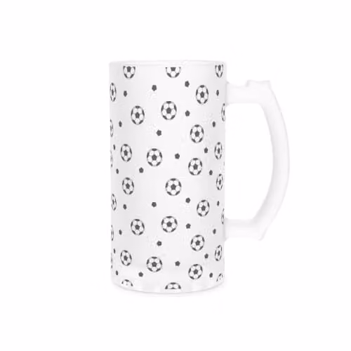 Purely Home Football Frosted Beer Glass Stein in Black and White
