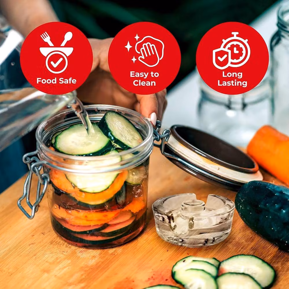 Volila 4 Pack Clear Glass Fermenting Weights with 7cm Wide Mouth – 4
