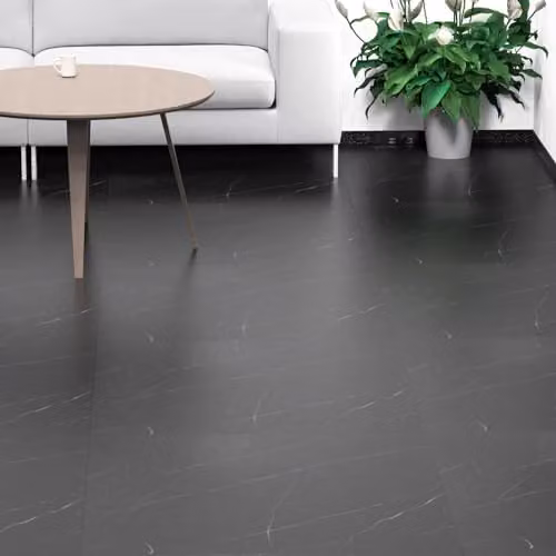 Gr8 Home Self Adhesive Marble Effect PVC Floor Tiles, Black, 3.34 m² – 2