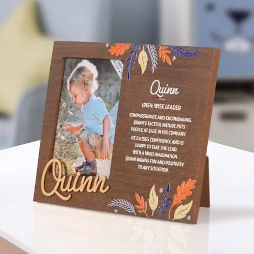 History & Heraldry Quinn Pre-personalised Child's Picture Frame, Brown, W: 11 cm, H: 8.5 cm – 2