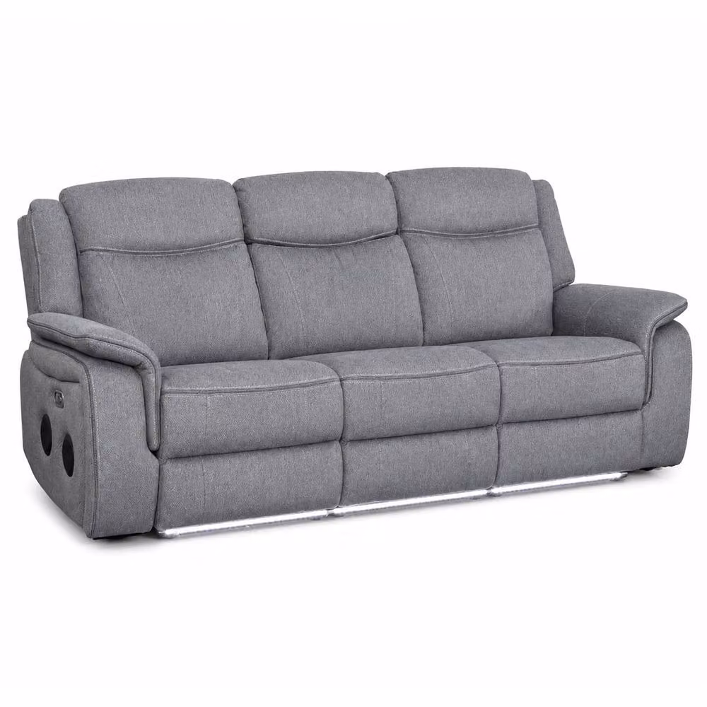 Furnishings For Less UK Milano Grey Fabric Electric Reclining Sofa Suite with USB and Cup Holders W: 210 cm, D: 102 cm, H: 80 cm – 3