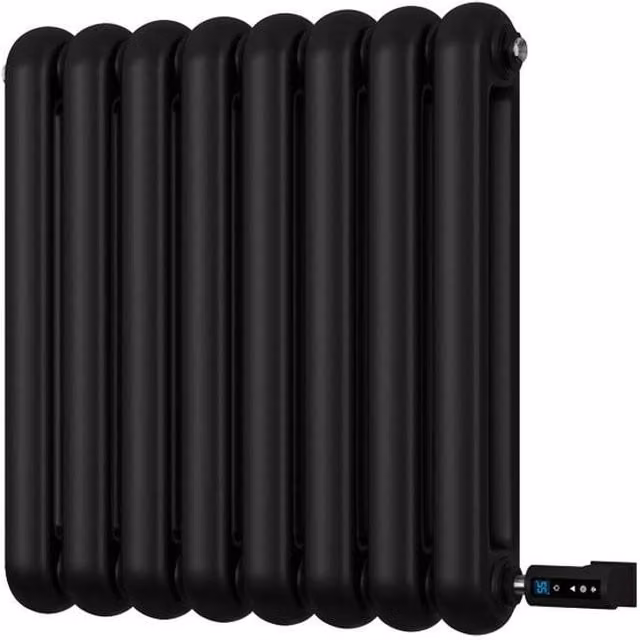 Sherwood Black Round Top 2 Column Thermostatic WIFI Electric Radiator W: 57.6 cm, H: 60 cm
