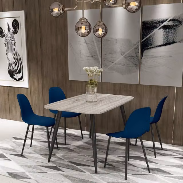 Core Products Ltd Aspen Rectangular Dining Table in Grey Oak Effect with Black Metal Legs W/D: 120 x 80 cm