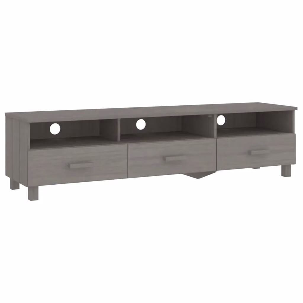 Berkfield Home HAMAR TV Cabinet in Light Grey Solid Pine Wood, W: 158 cm, D: 40 cm, H: 40 cm – 2