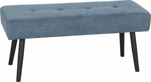 HOMCOM Modern Corduroy Upholstered Bedroom and Hallway Bench with Metal Legs, Blue – 1