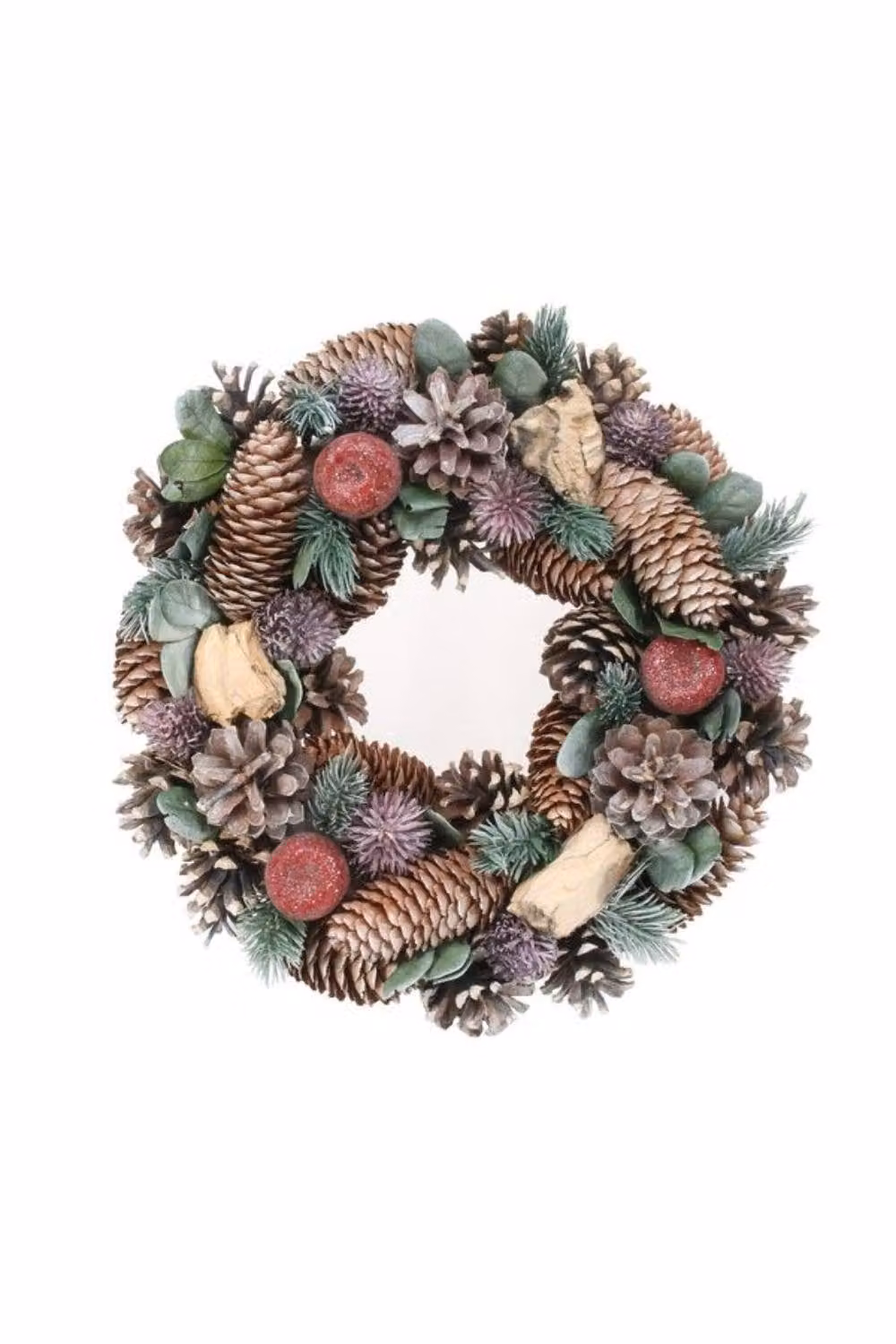 KDMD Multicolour Green Lilac Pine Cone and Apple Wreath, Diameter: 30 cm – 2