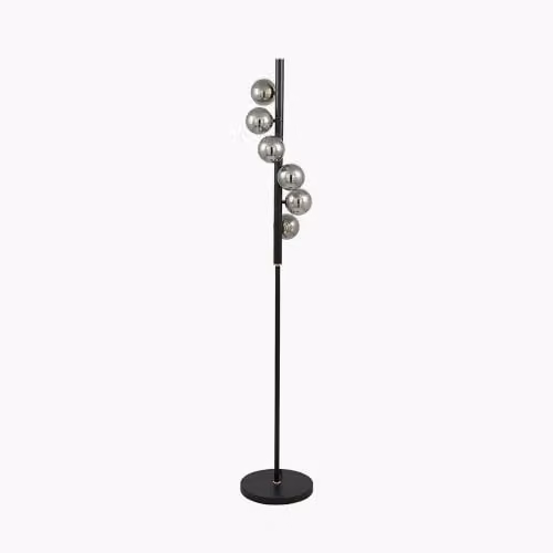 Ruma Art Deco 6 Bulb Orb Retro Metal Floor Light in Black – 1