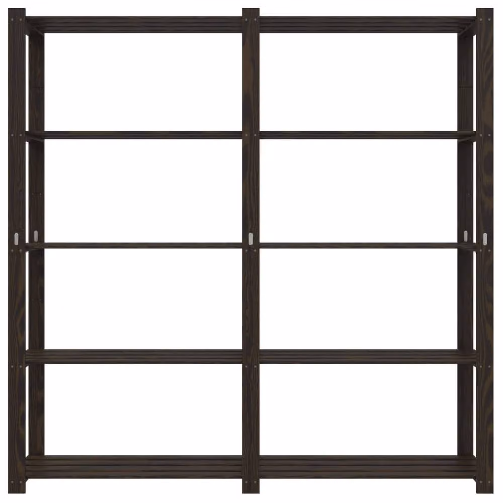 Berkfield Home 5-Tier Solid Wood Pine Storage Rack in Black, H 170 x W 170 x D 38 cm – 3