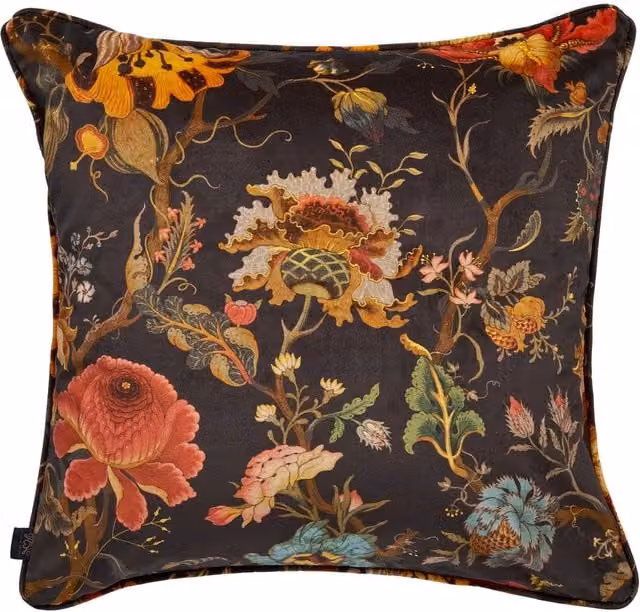 House of Hackney Artemis Large Black Velvet Square Cushion, W/D/H: 60 x 60 x 60 cm
