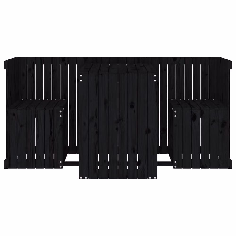 Berkfield Home 2 Seater Rustic Black Solid Wood Pine Balcony Set – 3