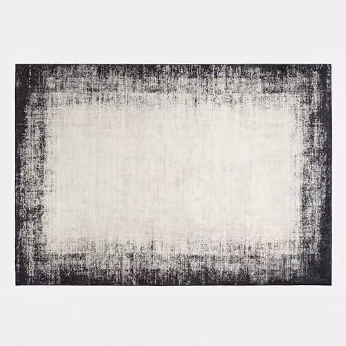 OHS Abstract Vintage Washable Non Slip Area Rug, W/D/H: 170 x 120 cm, Beige, Black and White – 4