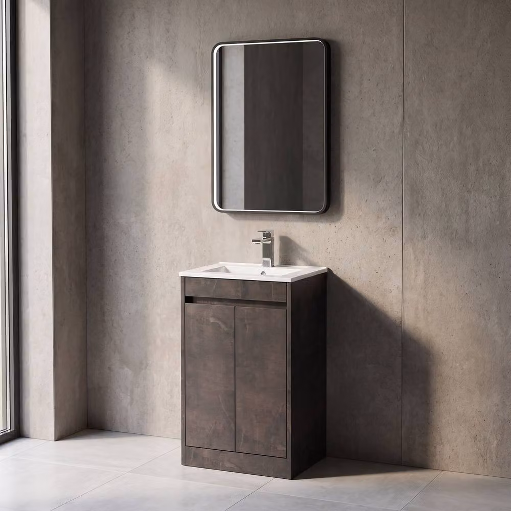 Balterley Modern Floor Standing 2 Door Bathroom Vanity Unit with Rectangular Basin and Soft Close Doors in Metallic Slate Grey, W/D/H: 52 x 39.5 x 83.5 cm – 2