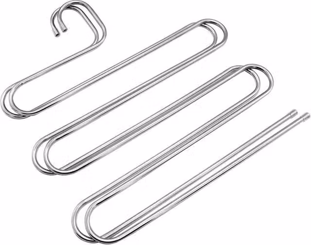SPETLEK Multi Layer Silver Stainless Steel Space Saving Non Slip Clothes and Trouser Hanger, Width: 50 cm