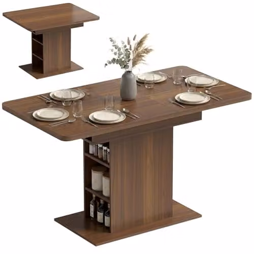 HOMCOM Extendable Rectangular Dining Table in Brown, W/D/H: 120 x 70 x 75 cm – 1