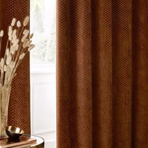 Paoletti Neptune Luxury Velvet Eyelet Blackout Curtains, Copper, H 229 x W 183 cm – 3