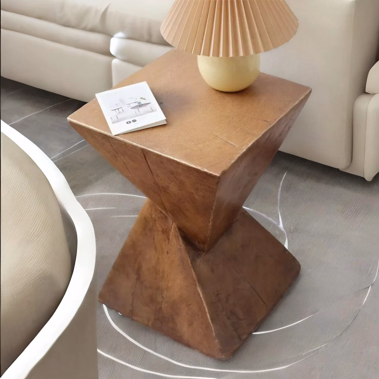 Pirlo Plush Industrial Concrete Side Table in Brown, W/D/H: 30.5 x 30.5 x 46 cm – 3