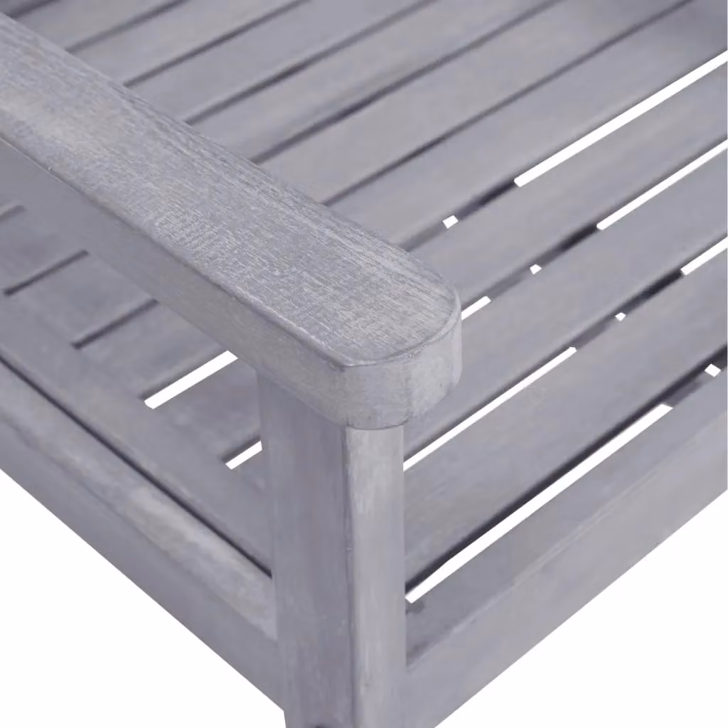 Berkfield Home Set of 4 Modern Grey Solid Acacia Wood Garden Chairs – 3